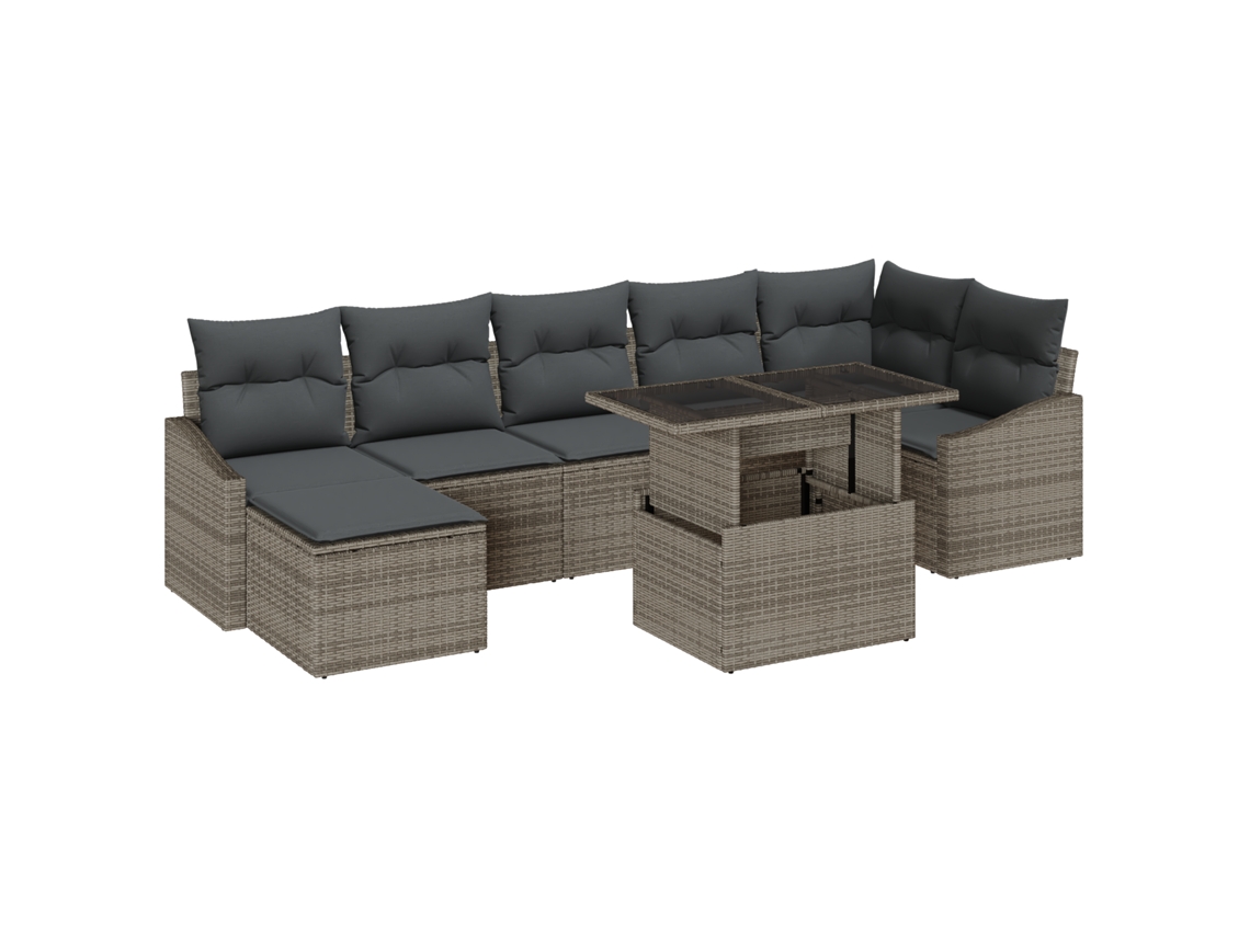 Conjunto 8 Conjunto De Sofá De Jardim Vidaxl Cinzento Vime Pe (100 X 55 X 73 Cm)