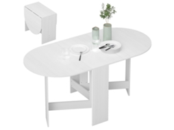 Mesa de Jantar Dobrável Oval para até 6 Pessoas Branca 120x70cm S/MARCA