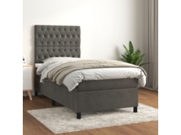 Vidaxl Cama Com Molas/colchão 90x190 Cm Veludo Cinza-escuro