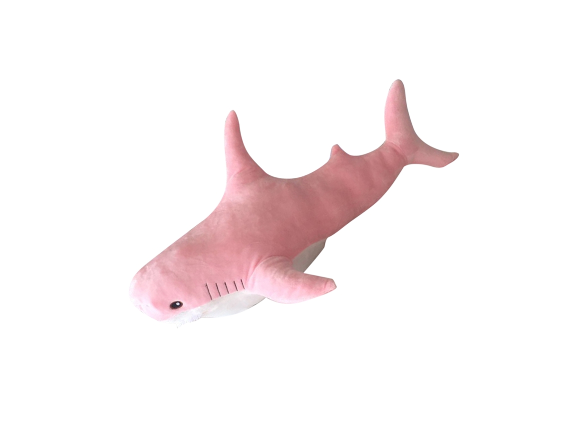 Primerox almofada Tubarão Pelúcia Macia Fofa Presente Decor Quarto Rosa 45cm