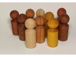 Conjunto Com 10 Figuras De Madeira Aconchegantes E Multiculturais Em Forma De Alfinetes. Cosy