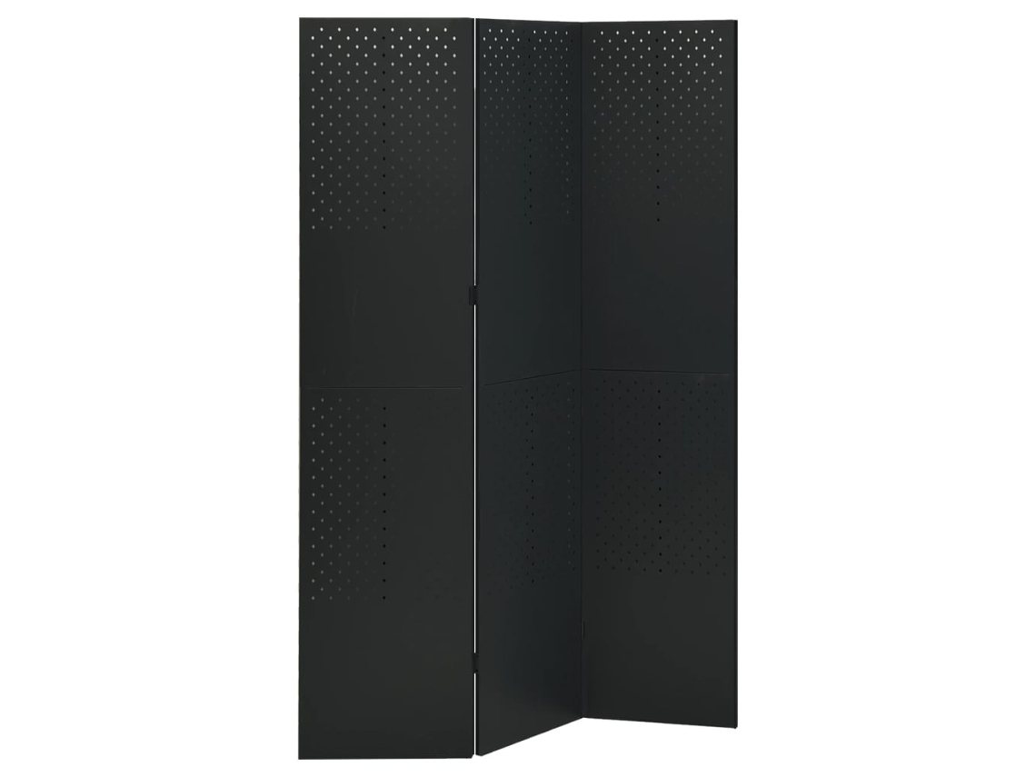 Vidaxl Biombo/divisória Com 3 Painéis Aço 120x180 Cm Preto
