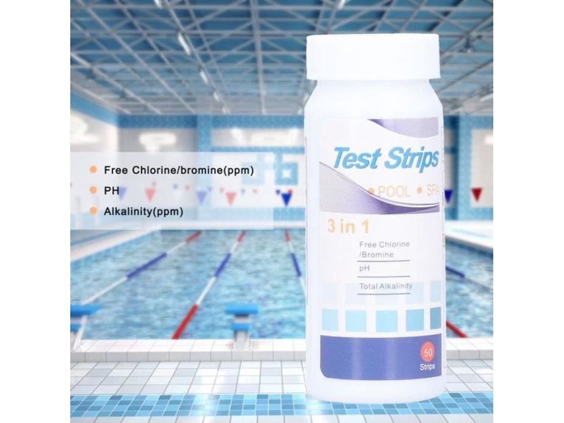 Cd04589-Dilwe--50 Contagens de Tiras de Teste de Água de Piscina de Spa 3 em 1 Papel de Teste de Alcalinidade de Ph de Cloro Livre de Bromo-Lat YWEI