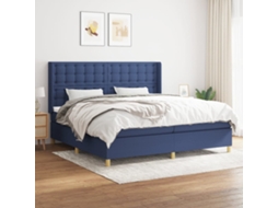 Vidaxl Cama Com Molas/colchão 200x200 Cm Tecido Azul