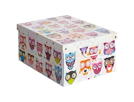 Caixa De Armazenamento Com Tampa Lavatelli Corujas 39x50x24 Cm Cartão