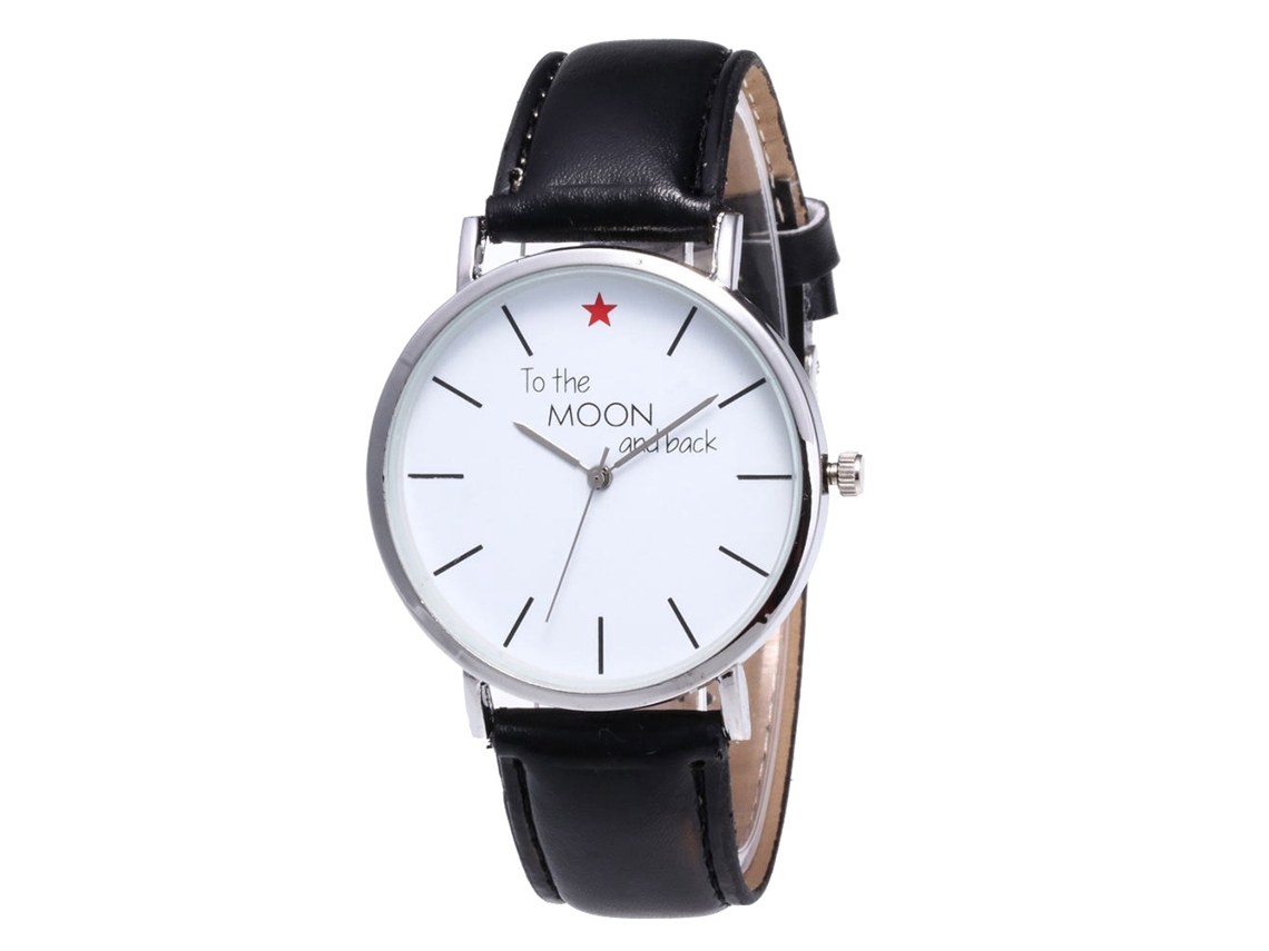 Reloj De Cuarzo Con Correa De Cuero Pu Patrón De Letras Simple Zhoulianfa Plata Unisex