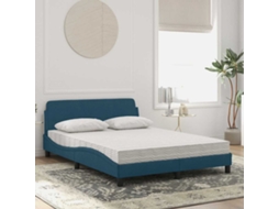 Vidaxl Cama Com Colchão Dover 140x200 Cm Veludo Azul