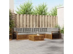 Vidaxl Conjunto De Sofás Para Exterior 6 Unid. Cinza Natural E Claro