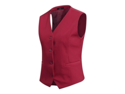 Colete Slim Feminino De Trabalho Com Gola V E 4 Botões - Estilo Casual E Profissional Para Todas As Estações Vinho Tinto