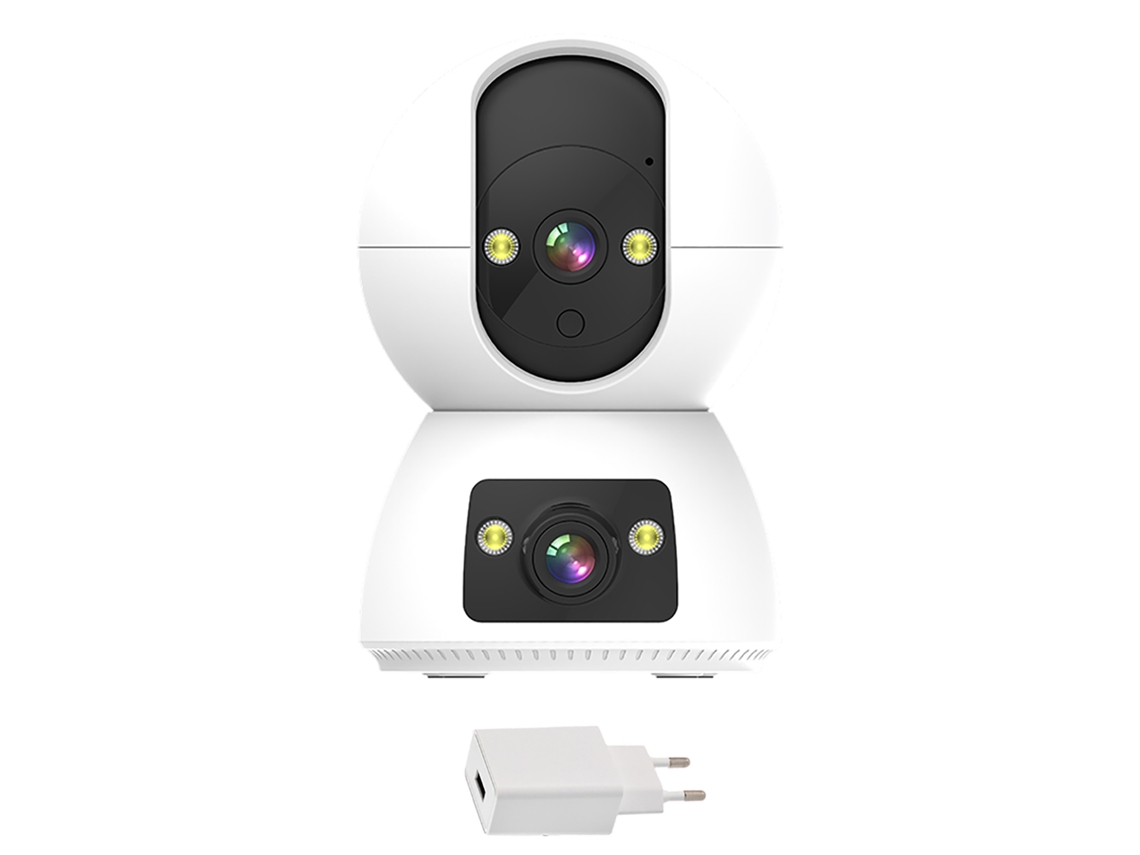 Câmara De Segurança Dual 2k Ultra Hd Com Detecção De Movimento, Rastreamento Automático E Voz Bidirecional Para Interiores Residenciais