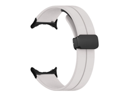 Pulseira de Silicone Elástica com Fecho Magnético para Google Pixel Watch 2 Branco Vintage