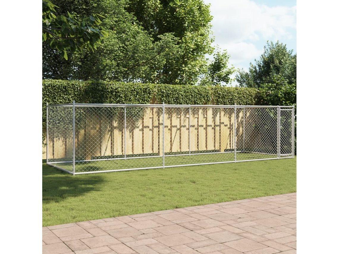 Vidaxl Jaula Para Cão Com Porta 6x2x1,5 M Aço Galvanizado Cinzento