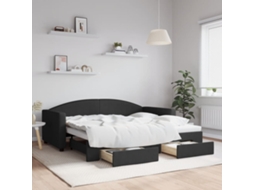 Vidaxl Sofá-cama Com Gavetão E Gavetas 90x190 Cm Tecido Preto