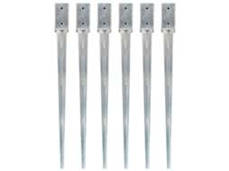 vidaXL Estacas de enterrar 6 pcs 7x7x90 cm aço galvanizado prateado