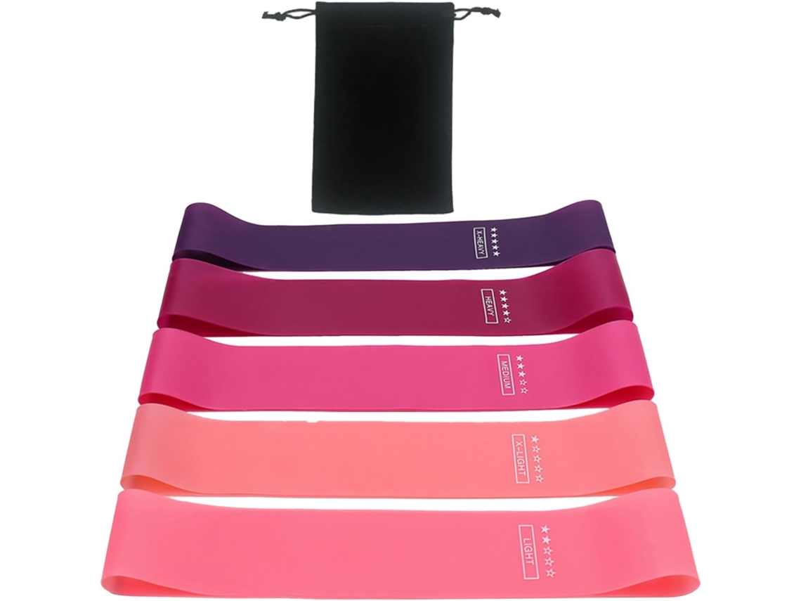 Conjunto De 5 Faixas Elásticas Resistência Para Agachamento, Antiderrapantes E Unissex, Com Círculos Elásticos
