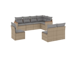 Conjunto de 8 Sofás para Jardim com Almofadões Vime Pe Bege MAISON EXCLUSIVE (8 pcs)