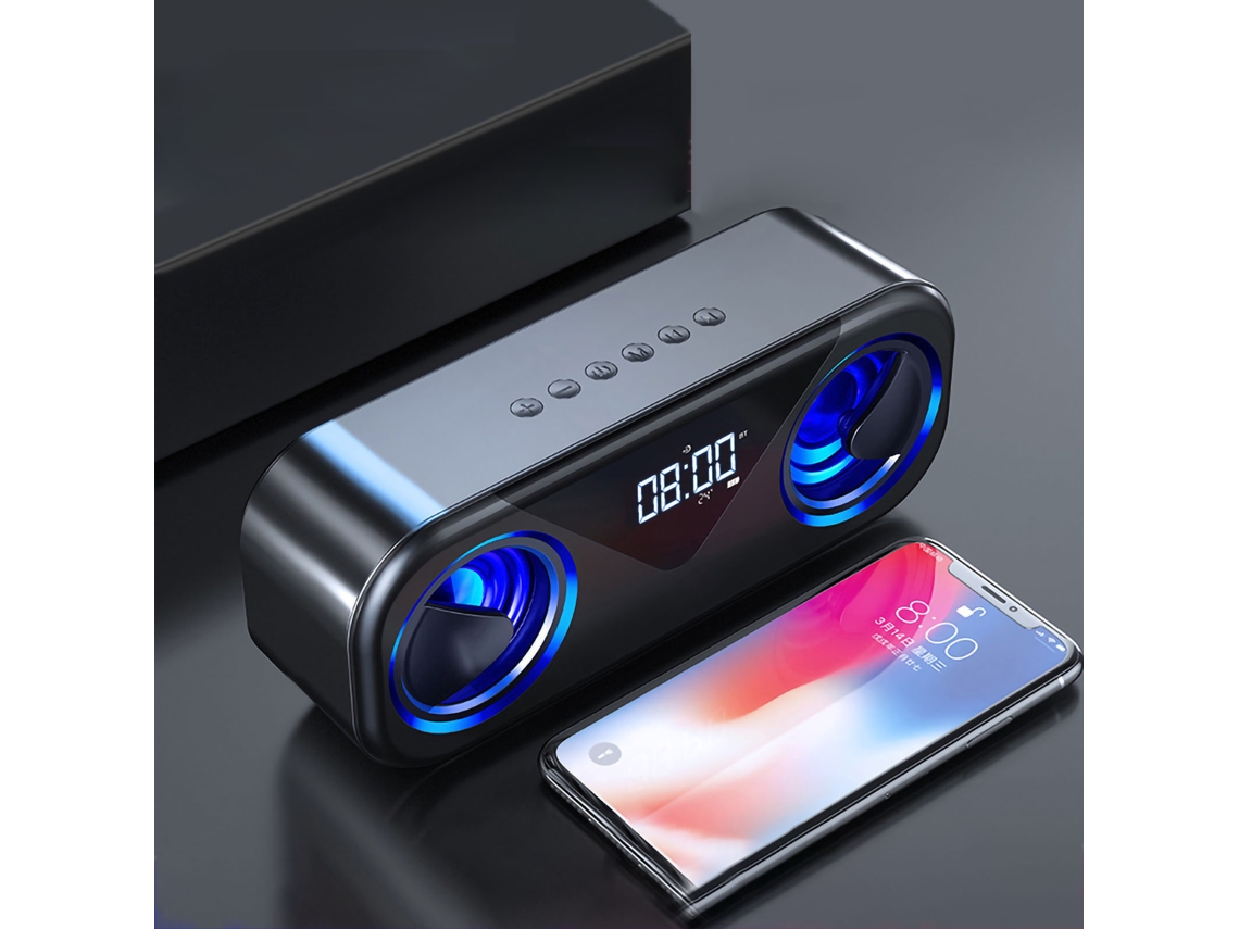 Relógio Alarme Bluetooth LAXISCREED com Toca Música e Temperatura