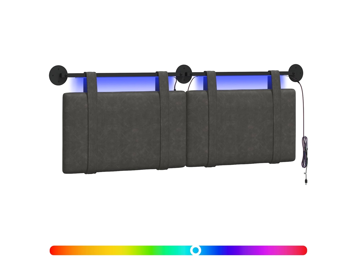 Conjunto 1 Cabeceira Moderna Vidaxl Preto Couro Sintético (130 X 55 X 5 Cm)
