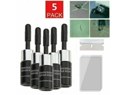 Kit De Reparo De Riscos Para Para-brisas 3ml/un Com Líquido Nano De Vidro Automotivo Premium 5 Peças Negro