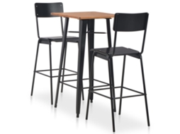 Vidaxl 3 Pcs Conjunto De Bar Em Aço Preto