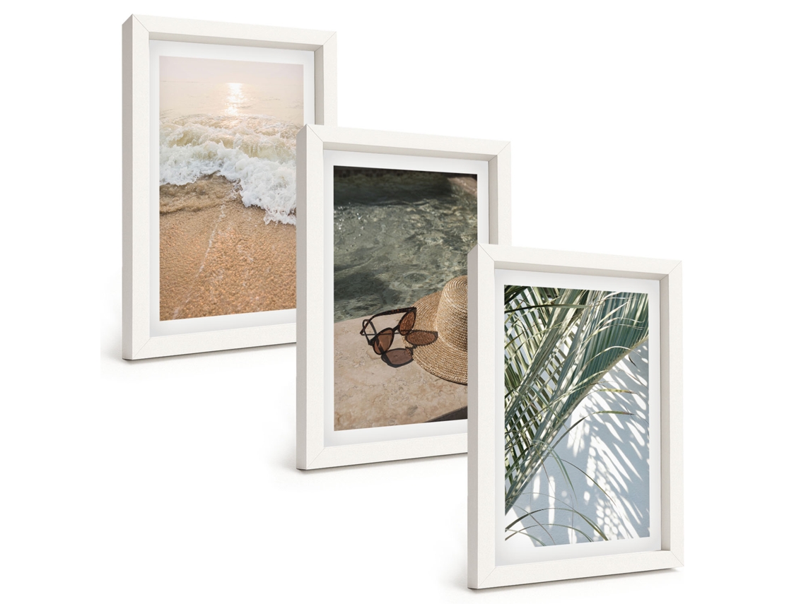 Composição De Quadros Água, Chapéu De Praia, Óculos De Sol Espelharte (3 Peças 20x30 Cm)