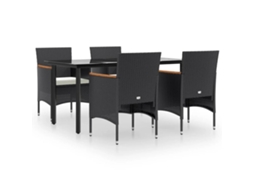 Garden Dining Set, Garden Dining Sets Vidaxl Preto Rattan / Vime (160 Cm Table Length)