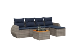 Conjunto de Sofá de Jardim, 6 Peças, Almofadas, Rattan Cinza MAISON EXCLUSIVE