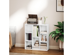 Prateleira Modular Branca De 8 Nichos Para Livros, 74,3x24x80 Cm, Com Design Versátil Que Permite Uso Na Vertical Ou Horizontal Para Decoração