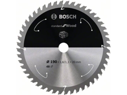 Disco de Serra Circular BOSCH Standard para Madeira Para Serras a Bateria 190x1.6/1.1x20 T48 para Serras Meia-Esquadria