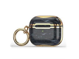 Capa protetora para fones de ouvido AirPods 3 com moldagem eletrodepositada em textura de mármore e gancho integrado. GIECY
