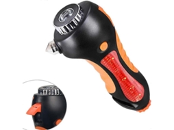 Martelete de Segurança para Carro, Martelete de Emergência 6 em 1 com Quebra-vidros, Cortador de Cinto, Flash Led AQUAFORGE
