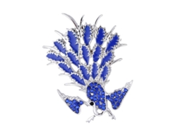 Broche De Corsagem Adorno De Pavão Com Strass Azul Em Epóxi