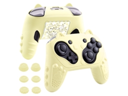 Capa PANOONA para Switch 2 Pro Silicone 6 Grips Gatinho Amarelo