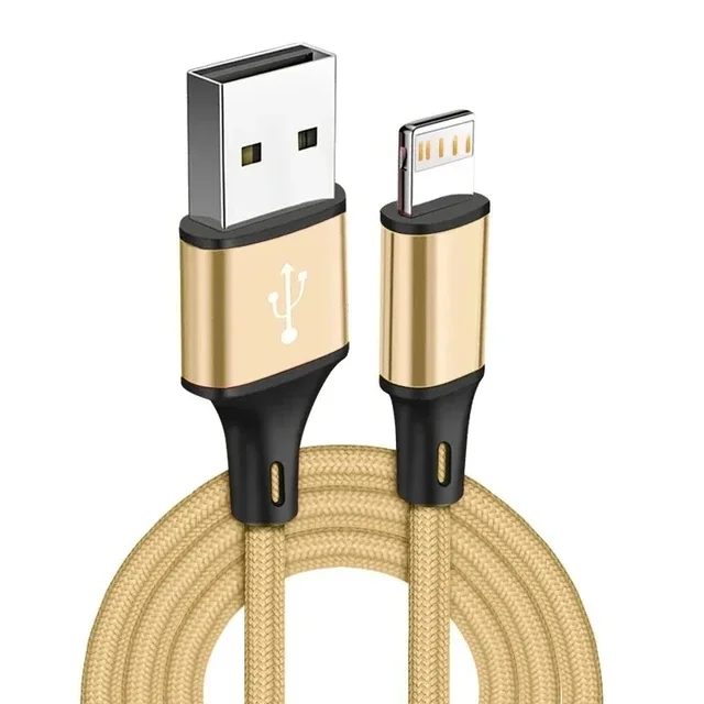 Cabo Usb Para Dados E Carregamento (dourado, 0,25 M), Cabo De Carregamento Rápido, Cabo Trançado Em Nylon.