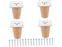 Conjunto De 4 Pés Madeira Maciça Cônicos Para Mesas, Sofás E Armários Ideal Para Substituir Os Pés Originais