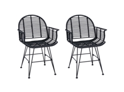 Vidaxl Cadeira De Jantar 2 Pcs Rattan E Ferro Preto 57 X 55 X 85 Cm