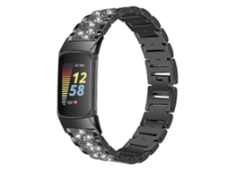 Lurelia Pulseira Black Diamond Em Aço Inoxidável, Compatível Com Fitbit Charge 5