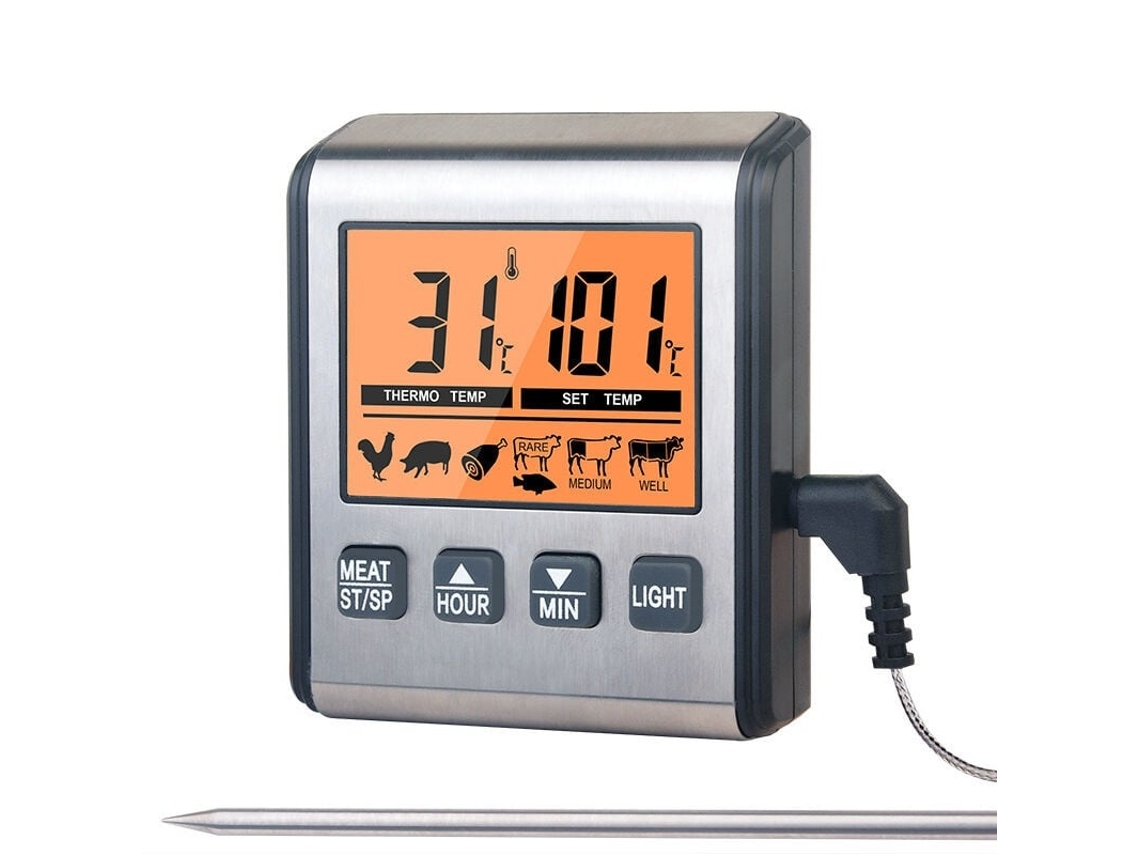Termómetro Digital De Carne Lurelia Com Sonda Dobrável Para Cozinha E Churrasco, Retroiluminado, 2 A 3 °c