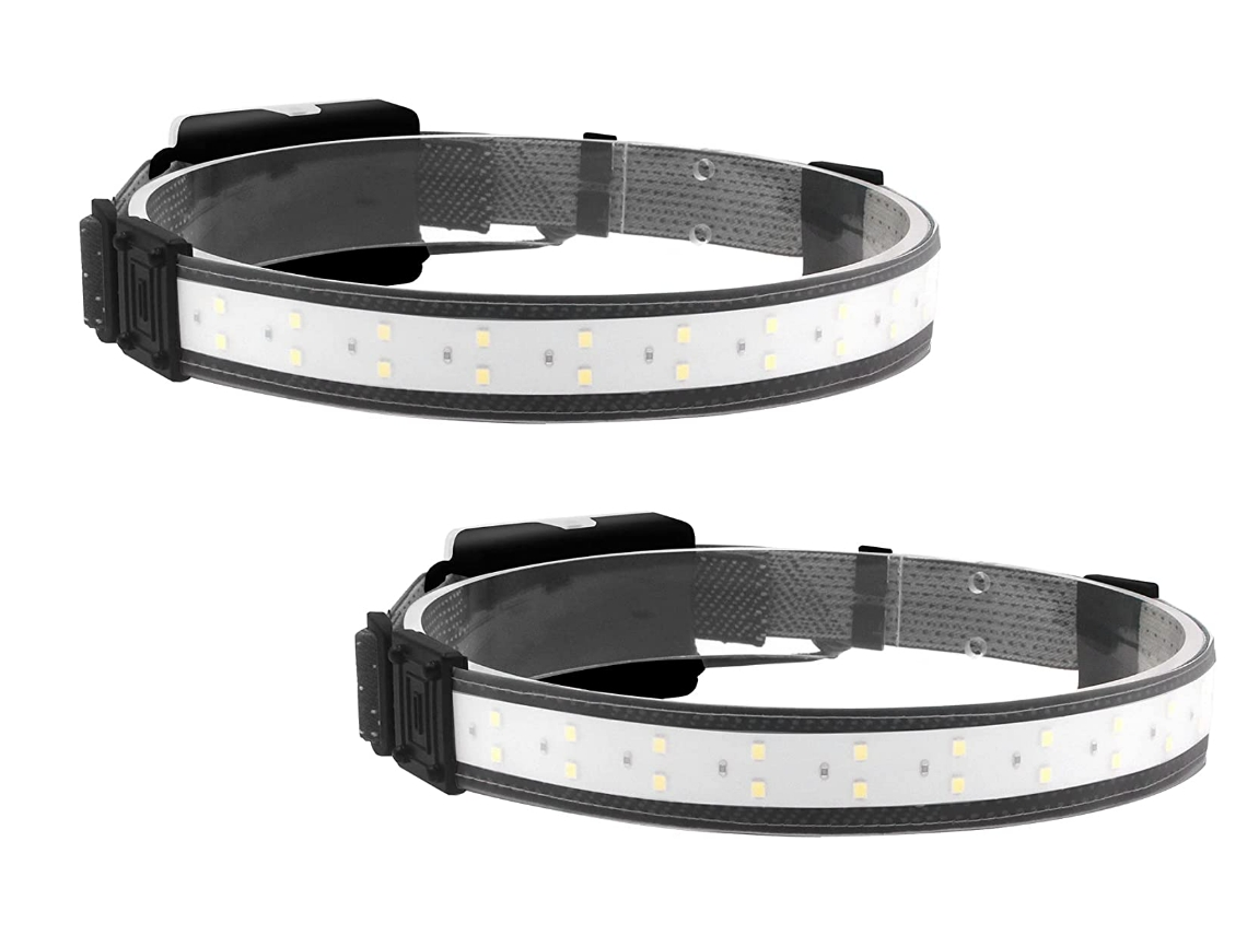 Farol Pacote com 2 Led Farol de Feixe Largo de 220 Lanterna Leve Faixa de Cabeça de 3 Modos Preta YIZHOOD