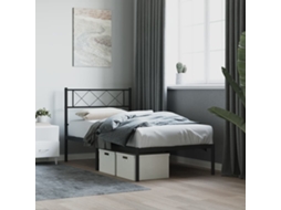 Vidaxl Estrutura De Cama Com Cabeceira 80x200 Cm Metal Preto