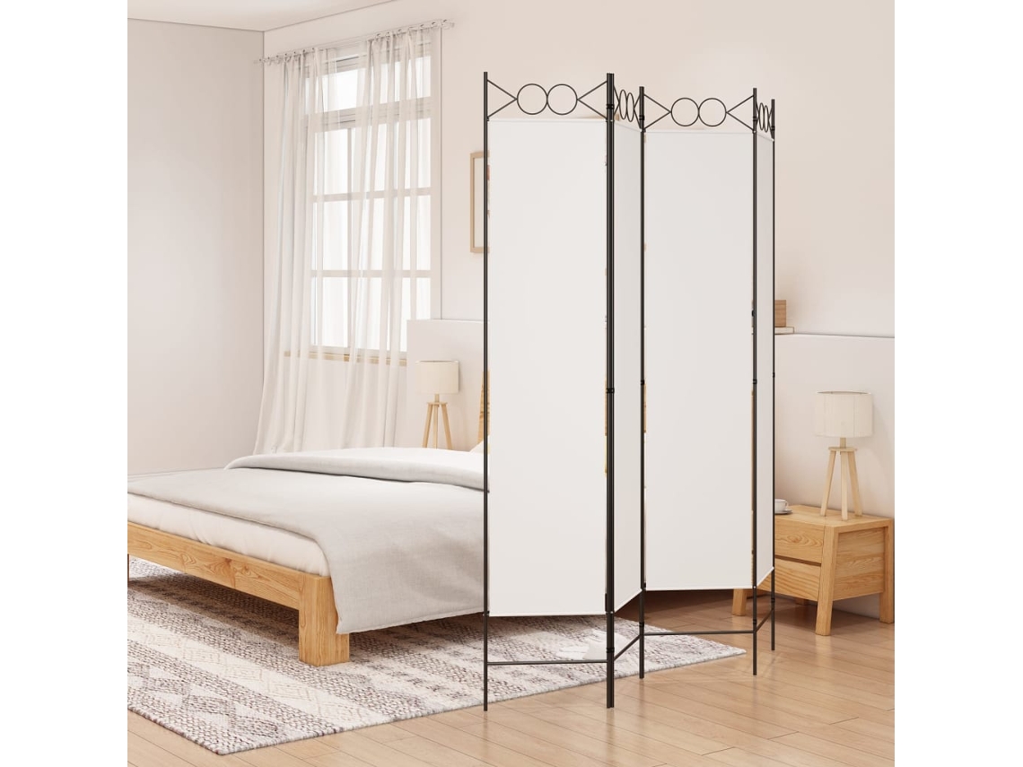 Vidaxl Biombo Com 4 Painéis 160x200 Cm Tecido Branco