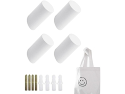 4 Ganchos De Madeira Brancos Para Parede, Cabideiro Resistente Com Parafusos Para Pendurar Roupas, Chapéus E Lenços No Quarto, Casa De Banho E Cozinha