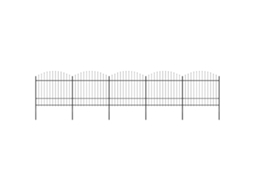 Vidaxl Cerca De Jardim Com Topo Em Forma De Lança Em Aço 838x175 Cm, Preta