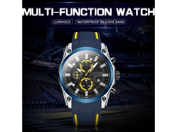 Relógio cronógrafo multifuncional masculino Megir, resistente à água até 3 ATM, silicone, luminoso, com calendário.