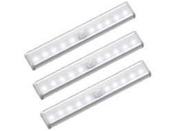 Lurelia, Luz Noturna Led, Sensor Pir, Pilhas Aaa, Magnética, Autoadesiva, Auto, Branco, Pack 3, Armário, Corredor