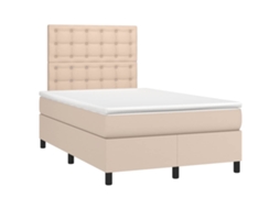 Cama Boxspring com Colchão 120x190 cm Couro Artificial Cappuccino MAISON EXCLUSIVE