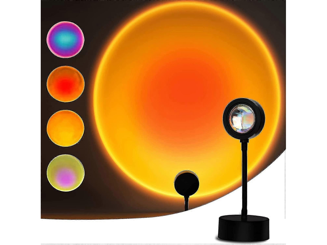 Lâmpada Projetora de Pôr do Sol Led 15 Cores com Rotação 360°, Alimentada por Usb, 10 Níveis de Brilho para Decoração Romântica BRILVIBERA