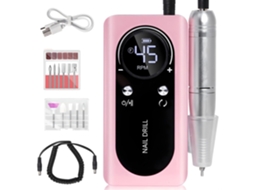 Kit De Lixa De Unha Elétrica Portátil Recarregável De 45.000 Rpm Com Tela Lcd Inteligente Rosa Slowmoose
