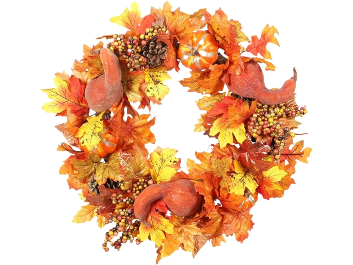 Guirlanda De Outono Para Porta Decoração De Ação De Graças Para Porta, 50cm, Guirlanda Artificial Gokoco