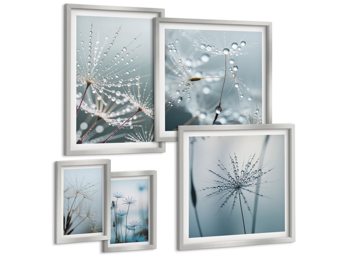 Galeria De Pinturas Murais Padrões Abstratos, Preto Cores Moldura Prateada Imagens Para Um Quarto Infantil Espelharte (conjunto De 5 Imagens)